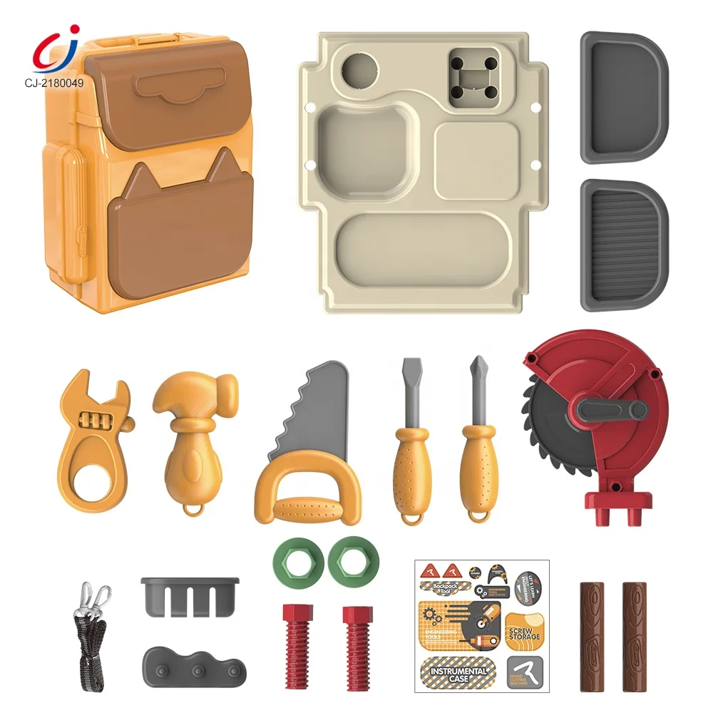 Workshop juguete de herramienta backpack plastic engineer pretend play kids engineering tools toy set