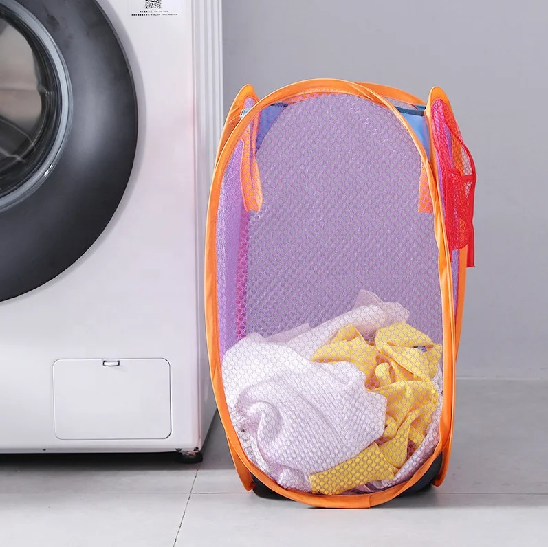 Folding Laundry Basket Hamper Cartoon Pop Up Open Mesh Laundry Dirty Sorting Basket Kids Toys Home Storage Box Organizer