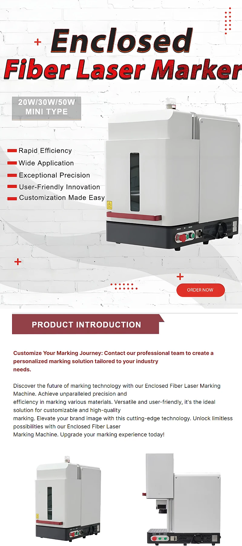 30W Raycus Fiber Laser Source New Enclosed Jewelry Laser Marking Machines for Small Business Supports DXF PLT BMP Graphics