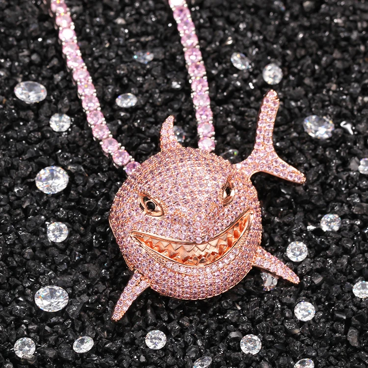 American 6ix9ine Zircon Shark Pendant 