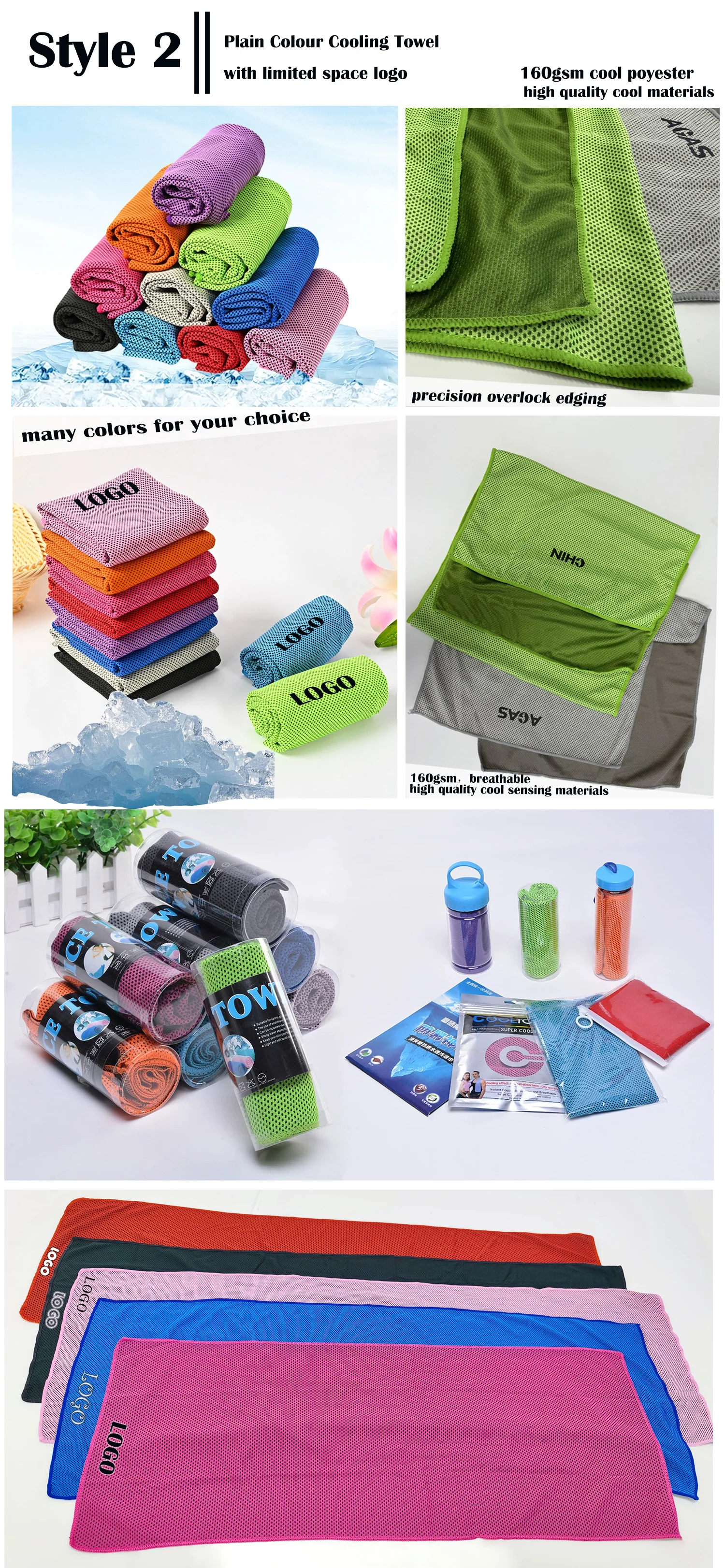 2024 Custom Sublimation Gym Run Cold Soft Breathable Cool Sweat Neck Towel Instant Sport Ice Cooling Towel With logo