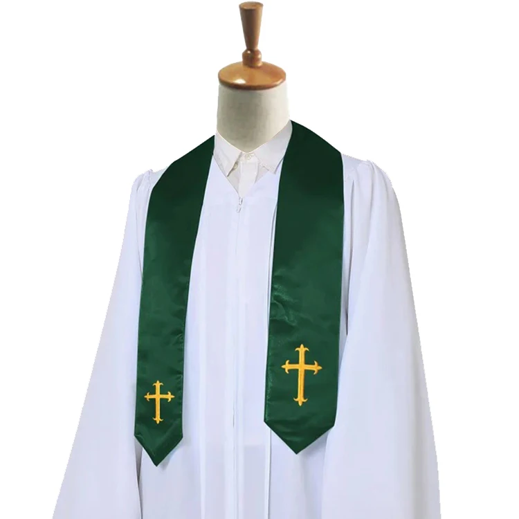 Wholesale Custom Satin Choir Stole Embroidered Cross Logo Church Traditional Choir Stole manufacture