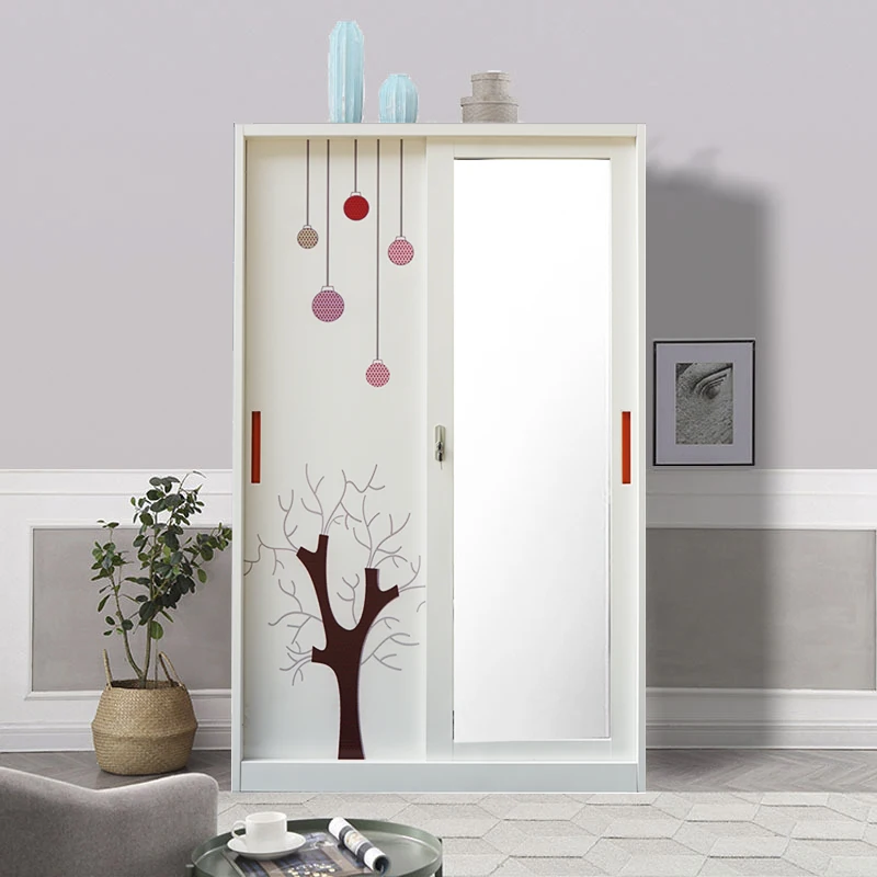 Factory Direct Simple Design Bedroom Furniture Cheap Sliding Door Storage Wardrobe Closet with Double Doors