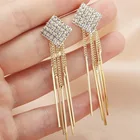 Long Earrings Sterling Silver Needle Full Diamond Fashion Exaggerated Long Fringe Earrings