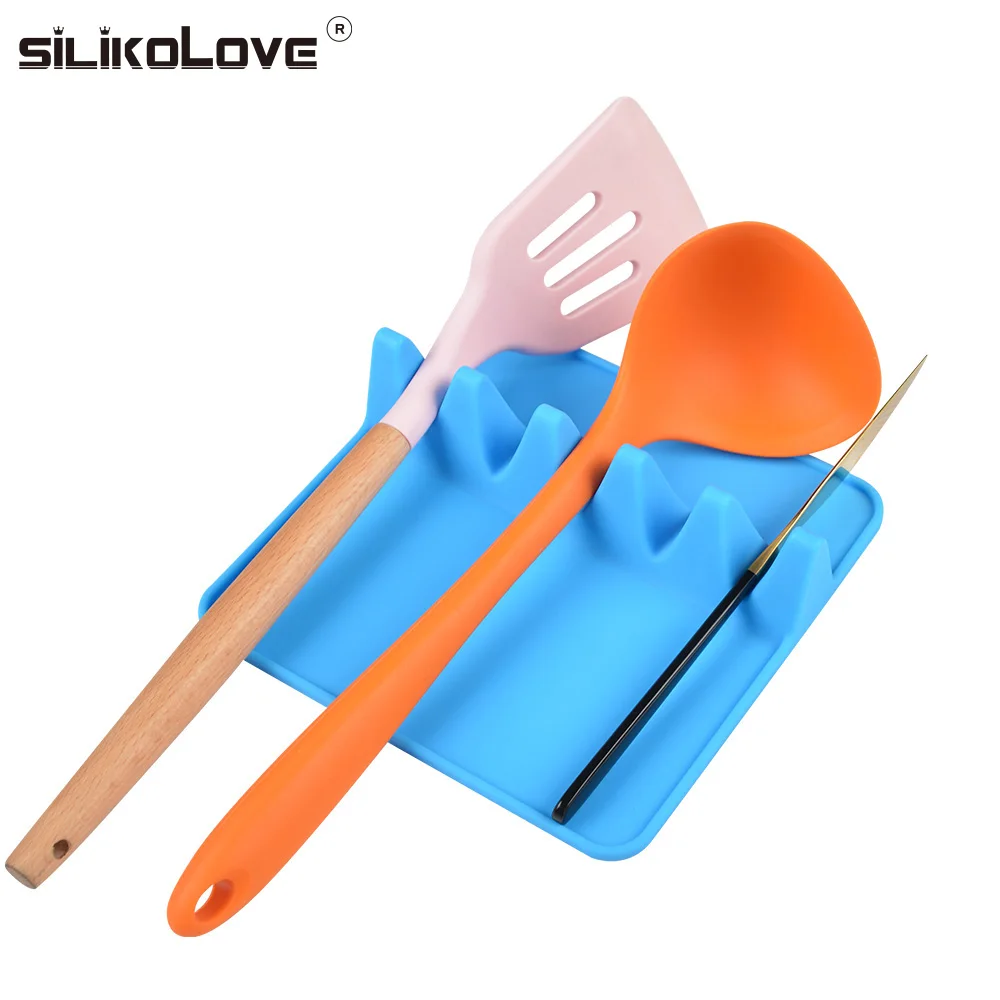 Customized eco friendly spoon holder for stove top silicone plates use for bracket cutlery mat shelf