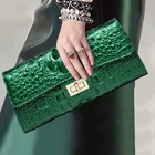 Clutches Clutch 2021 Luxury Crocodile Pattern Party Ladies Clutches Cow Genuine Leather Bridal Clutch Evening Bags