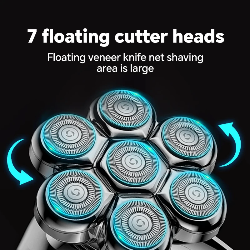 Men's 5-in-1 Rechargeable Electric Shaver with Seven Shaving Heads Self-Use Digital Display Shaving Machine for Household Use details