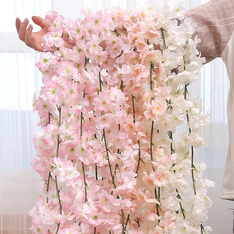 1.8m Artificial Sakura Vine Fake Cherry Blossom Flower Hanging Garland Plant 