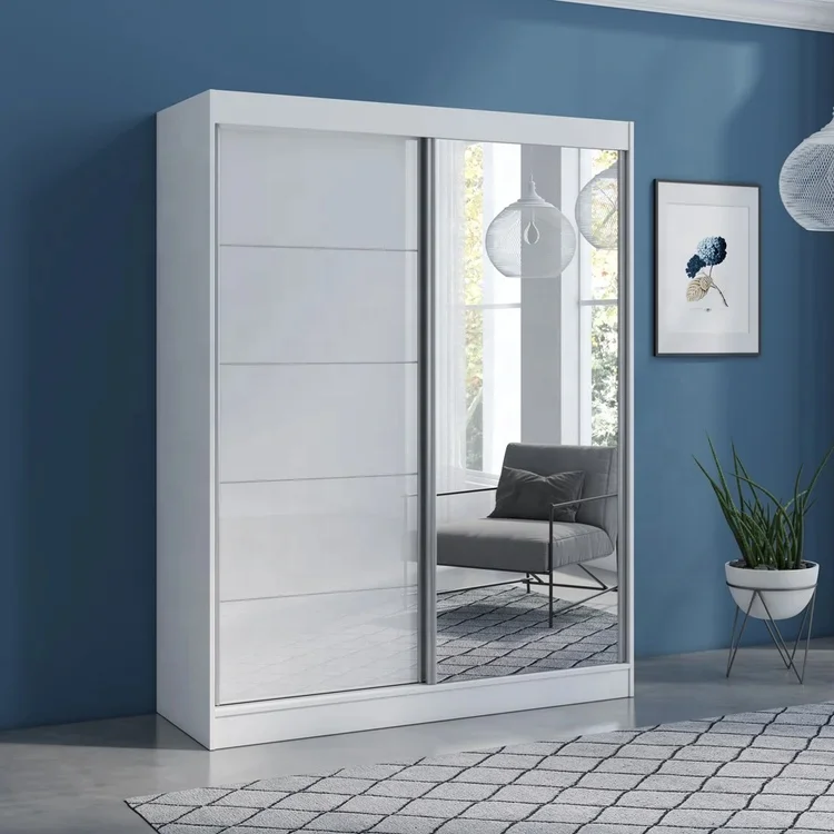 simple modern panel wardrobe bedroom mirror wardrobe sliding doors cabinet wheel