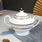 Turkish Classic Ceramic Turkish Tea Set Porcelain Tea Coffee Sugar Set Bone China Porcelain Coffee Set With Gold Rim