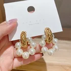 Pearl Pearl Earrings Flowers 2021 Trendy Dangle Flower Earrings Women Pearl