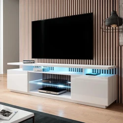 Customized modern simple acrylic wooden tv cabinet stands with Led lights 2022 living room furniture