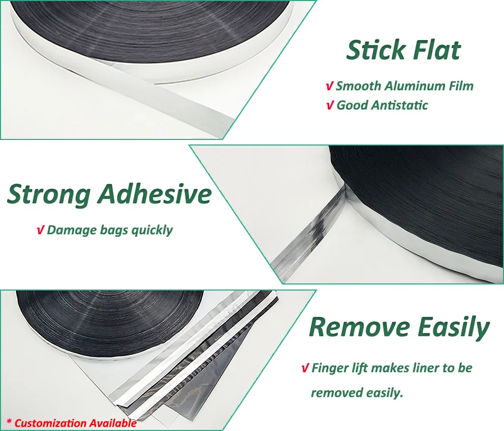 Antistatic Metalized Liner Aluminum Foil Film Permanent Bag Sealing Tape Factory Price factory