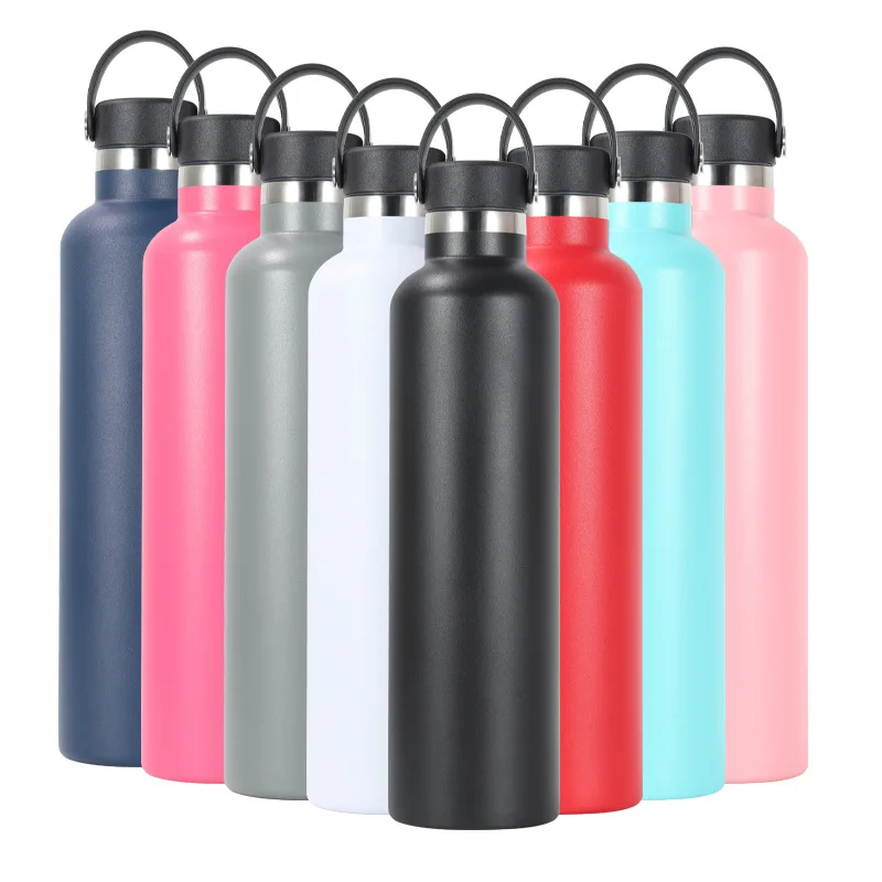 1000ml American style large mouth insulated stainless steel sports kettle outdoor portable bamboo hiking trip water bottle