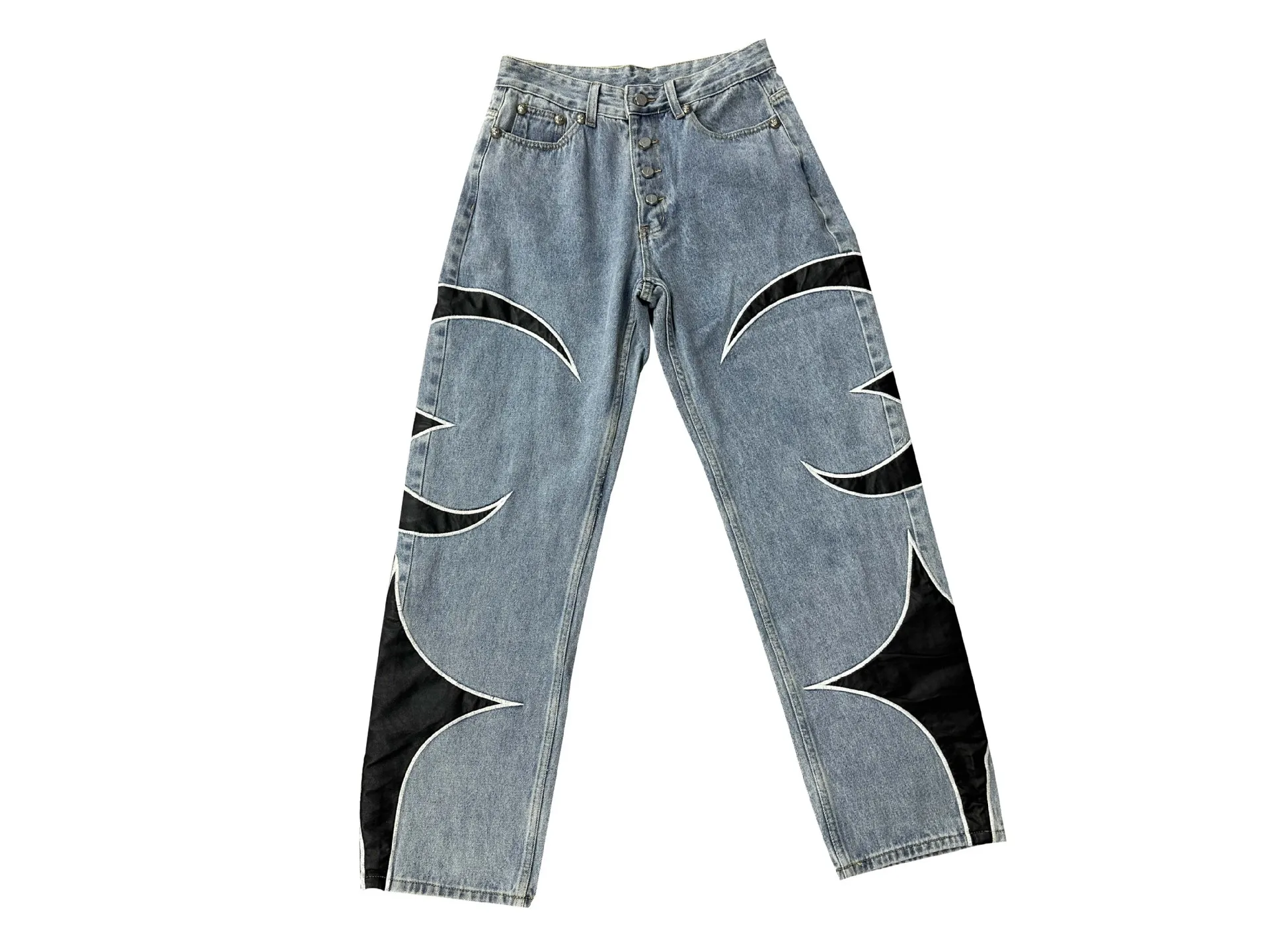 Vintage Mid Hop Wide Leg Baggy Botton Denim Fabric Jean Trousers Custom High Quality Fashion Casual Woven High Waist manufacture