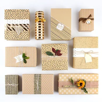 80g Yellow Kraft Paper In Stock Wholesale Flower Wrapping Paper Diy Holiday Gift Heart Star Wrapping Paper