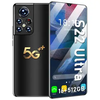 Global Version S22 Ultra 16GB+1TB Smartphone Android 6800mah Qualcomm Snapdragon 888 Dual Card Unlocked Mobile Phones Cell Phone