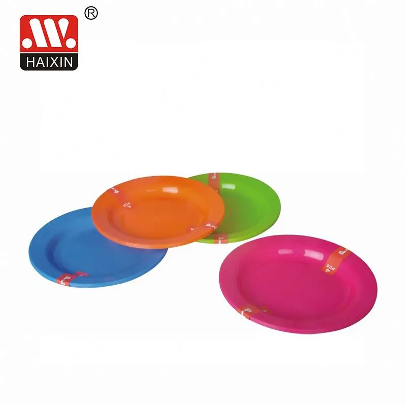 Simple Dinner Plate Round Multiple Color Plastic Plate Fruit Vegetable Plate Food Tray 4pcs