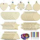 Wooden DIY Wooden Christmas Ornaments Unfinished Crafts Holiday PendantsHoliday Wedding Party Gifts