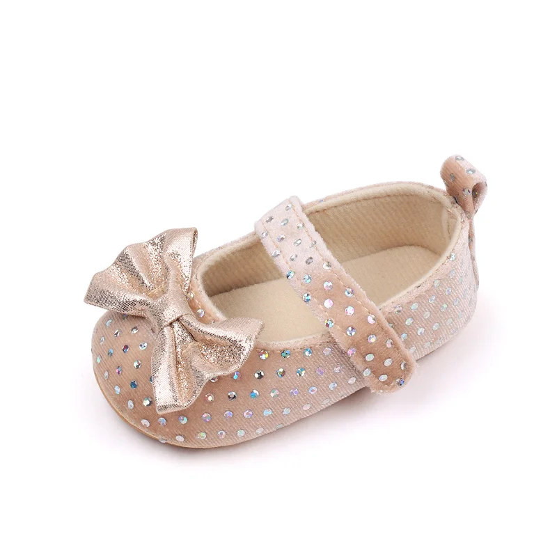 Spring and Summer Suede Polka-dot Bow Soft Soled Non-slip Baby Toddler Shoes for Girls manufacture