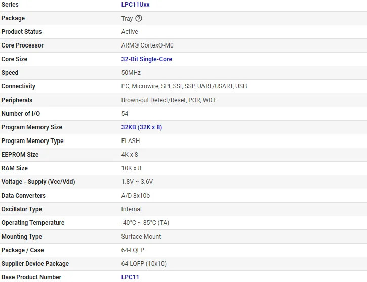 product arm cortex m0 mcu lpc11u24fbd64 lqfp 64 microcontroller for embedded iot systems-0