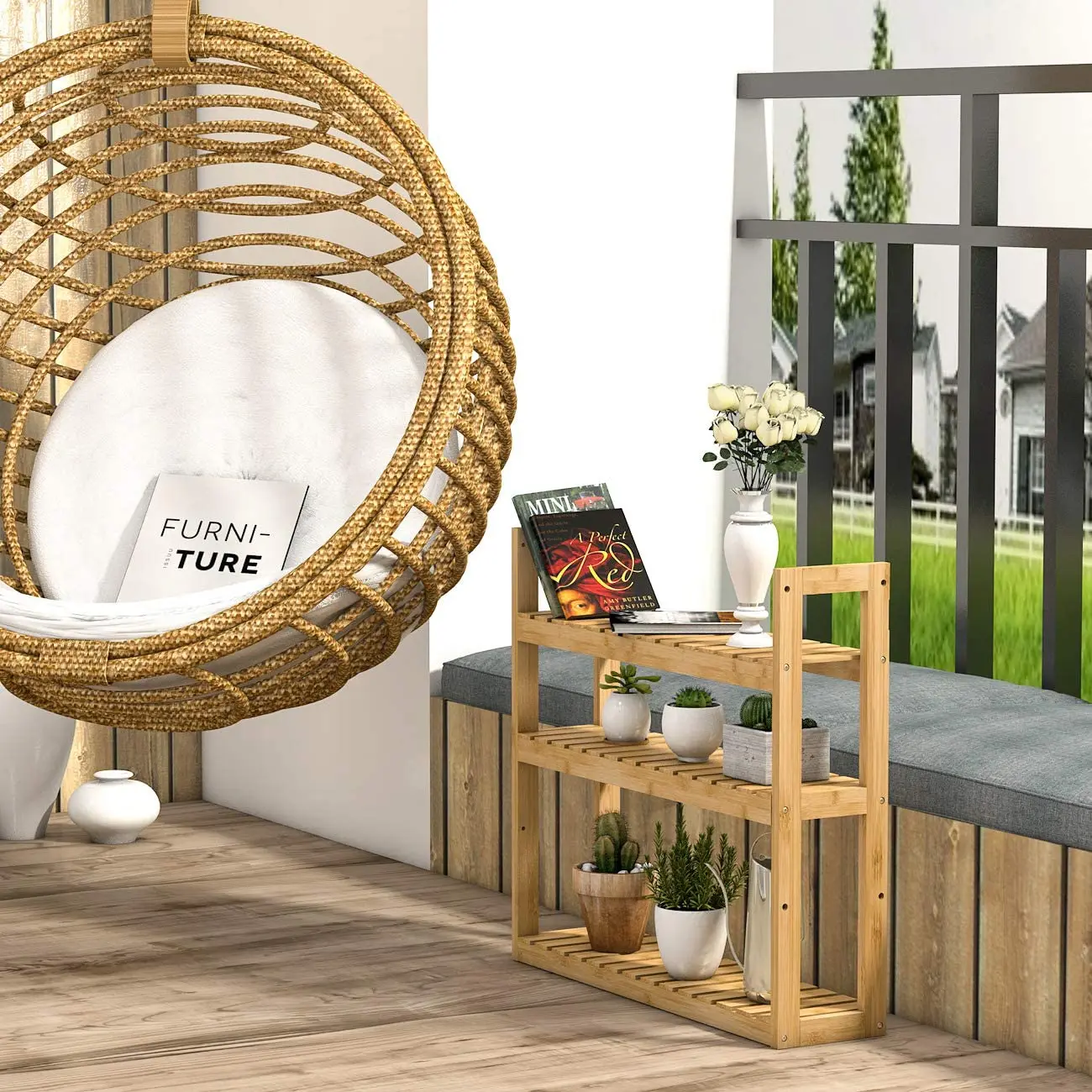 3 Tier Living Room Plant Stand Kitchen Spice Rack Bathroom Adjustable Storage Rack Bamboo Organizer Wall Shelf