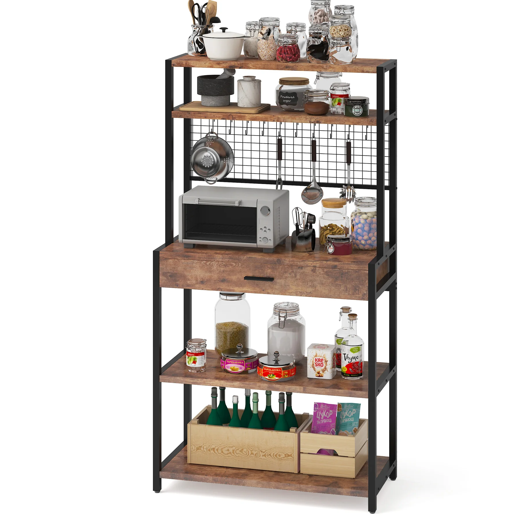 Dropshipping Microwave Stand Bakers Rack Kitchen Storage Stand Shelf Rack 5-tier Kitchen Bakers Rack