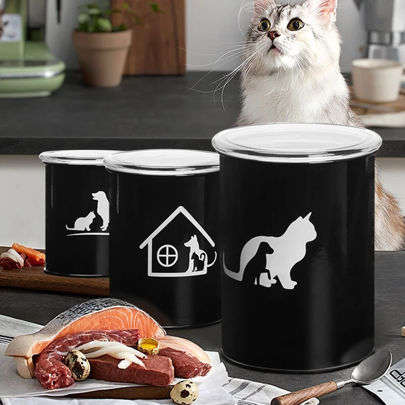 Set of 3 Airtight Kitchen Food Storage Container Pet Treat Canister Set with Plastic Lids