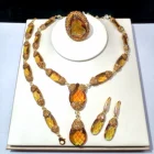 Gemstone Jewelry Sets RT Wholesale Gold Plated Sultanite Gemstone Necklace Earring Bracelets Ring Jewelry Sets