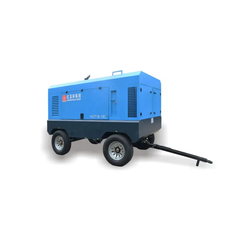 Portable 13 Bar Diesel Mobile Rotary Screw Air Compressor HWH HGT18 for Jack Hammer