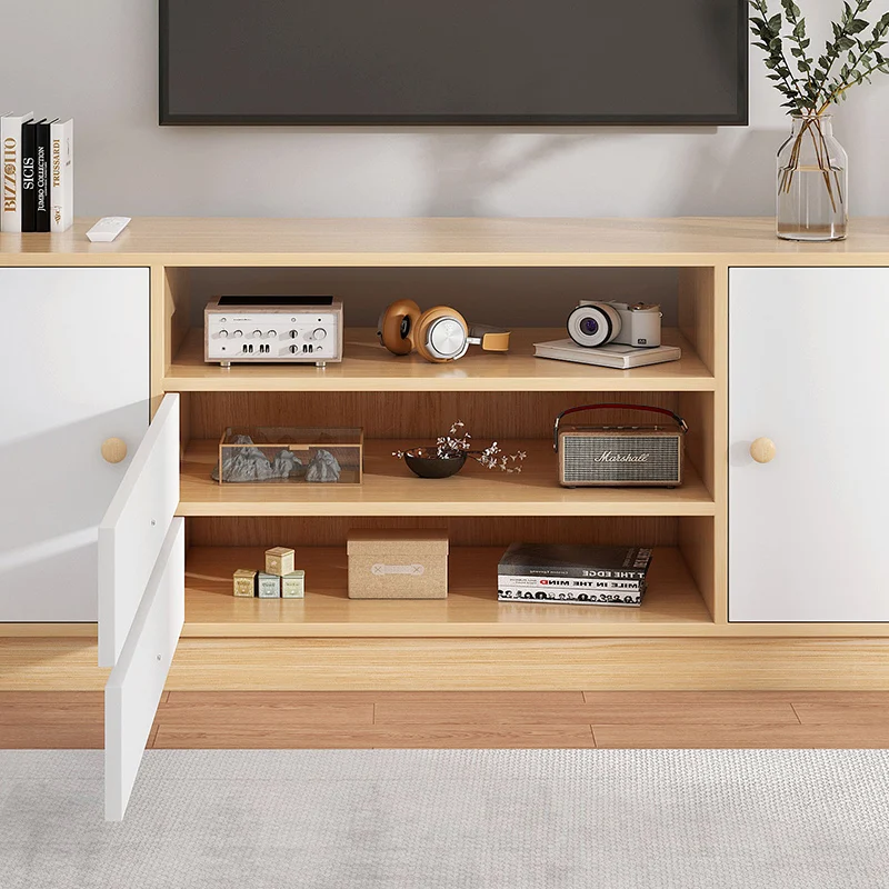 Simple luxury classic design furniture wooden Oak/Gray+White tv unit cabinet of living room bedroom with dividers and drawers