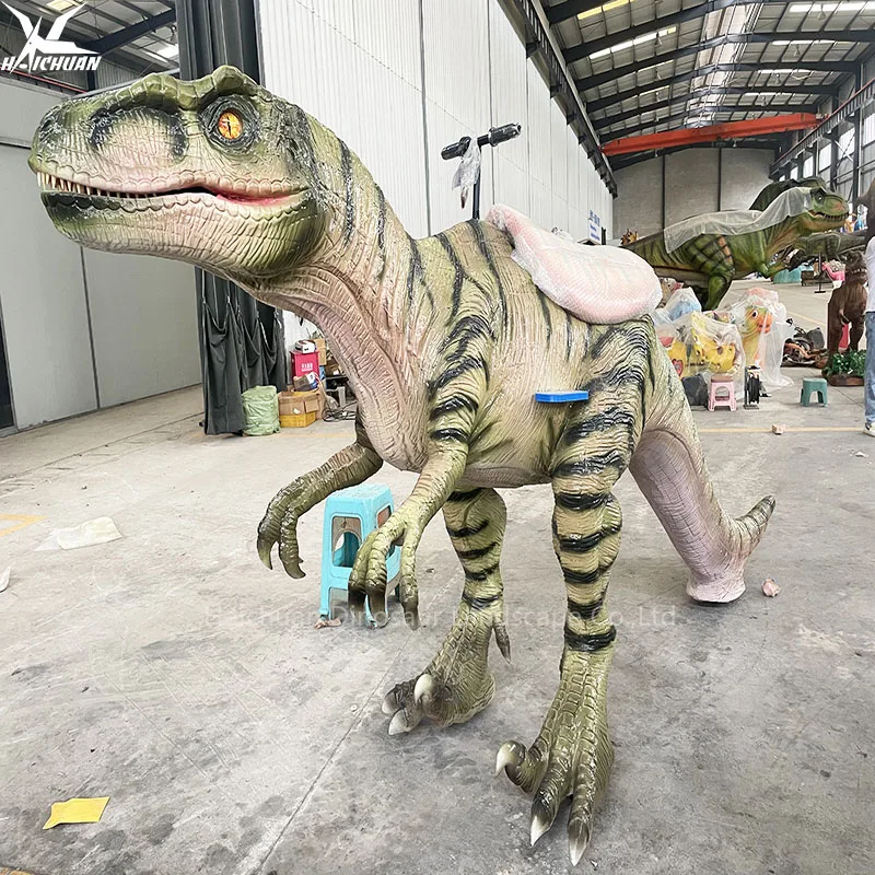 product haichuan new design three wheels life size animatronic dinosaur ride machine for mall amusement park kids adults ride on dinos-2
