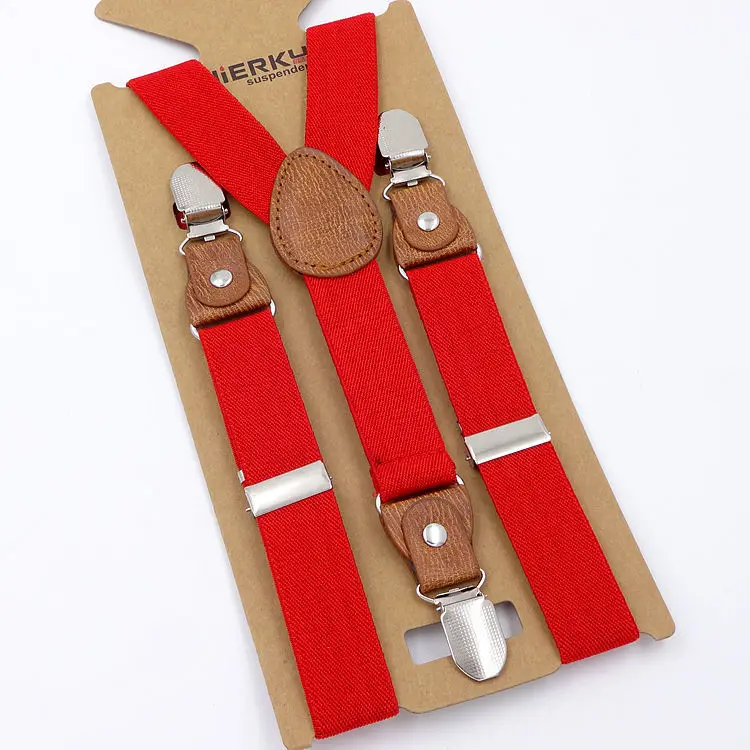 Unisex Children Suspenders 3 Clips  2.5cm wide Clip Straps Adjustable Elastic Back Braces Suspenders