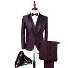 Wedding Gentle Style Red Boys Formal Suits Party Dress 3 Piece Designs Men Wedding Suit