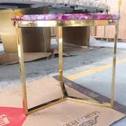 Furniture Customized Luxury Round Pink Agate Side Table Gemstone Furniture