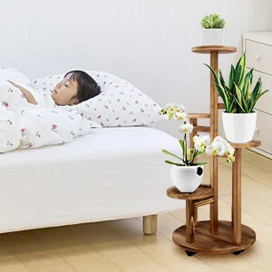 product wooden plant pot bottom with wheels decorative flowers stand wreaths and plants flower rack for home garden indoor outdoor-14