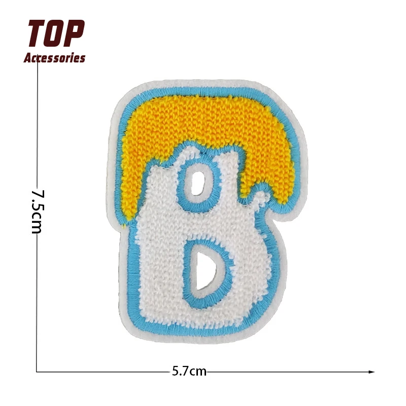 Letter B Designer E Chenille Patches Custom Embroidery Patch Logo Iron On Letters D