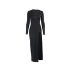 Long Skirt Fashion And Elegant Solid Color Slim Round Neck Long Sleeve Skirt High Slit Long Skirt