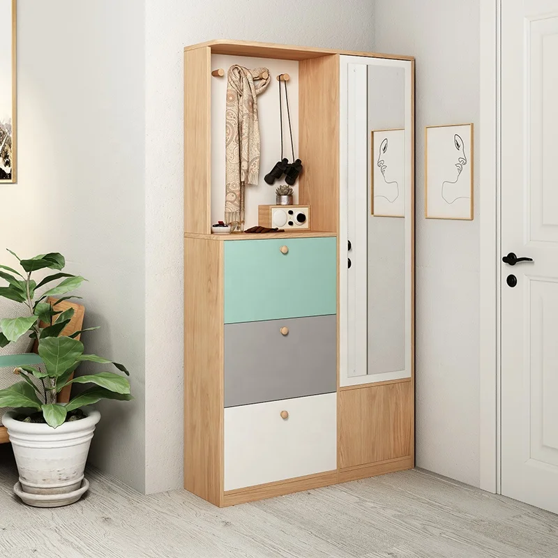 Nordic Fresh Home Furniture Door Entrance Mirror Storage Shoe Organizer Cabinet Shoe Rack For Home