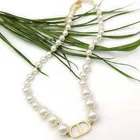 Pearl Necklace Fashion Letter Metal Pearl Circle Necklace Jewelry