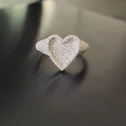 Fashion Cz Ring Fashionfashion 925 Sterling Silver Elegant Fashion Pave CZ Diamond Large Heart Ring
