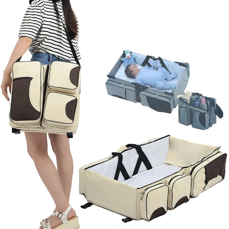 2020 Wholesale Portable Travel Bassinet Bed and Changing Station In Bag Bed Foldable Baby Cot Bag 3 dentro 1 Baby Diaper Bag