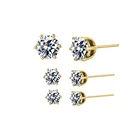 Stud Earrings Studs Shining Zircon Stud Earrings Women Stainless Steel Round Clear CZ Studs Hot Sale Jewelry