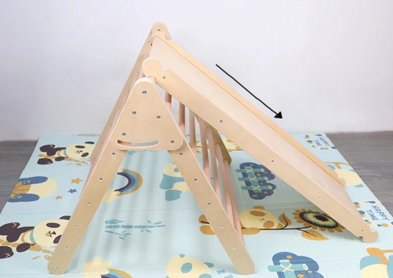 Sistem indera bayi pendidikan awal bingkai segitiga mainan geser pelatihan dalam ruangan anak-anak pembuatan mainan bingkai panjat lipat kayu