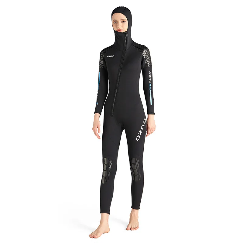 3mm Thickened Neoprene Warm Women Keep Warm Dive Skin Snorkeling Swimsuit One-Piece Hooded Surfing Diving Wetsuit