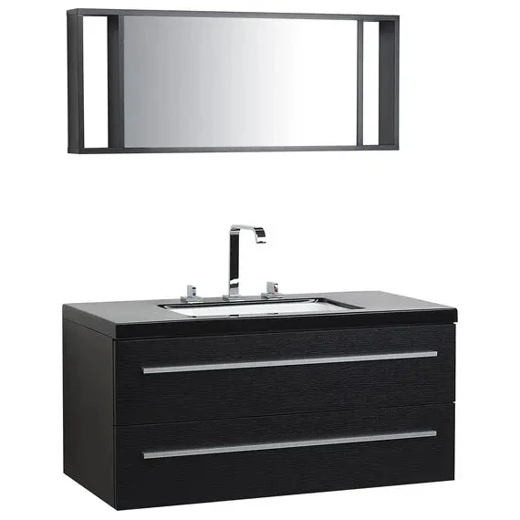 Black  Bathroom Vanity Units With Sink  Wall Hung Waterproof Bathroom Cabinet  with a Mirror cabinet