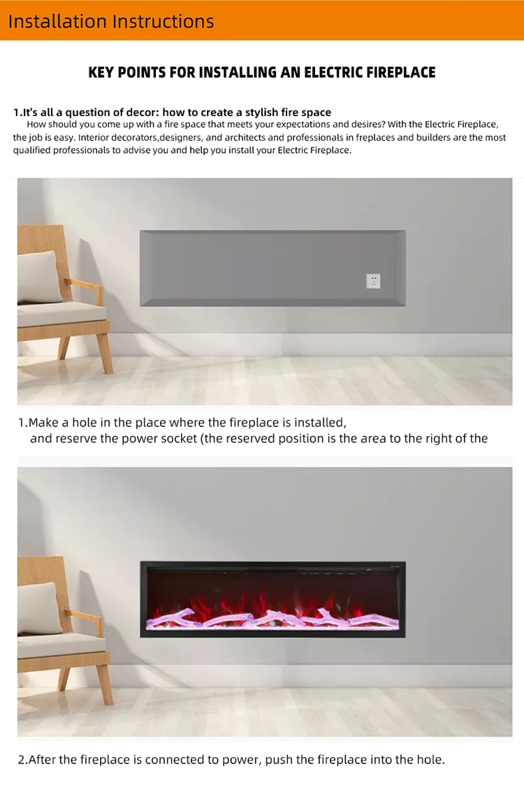 Electric Fireplace, Wall, 750 - detail 30
