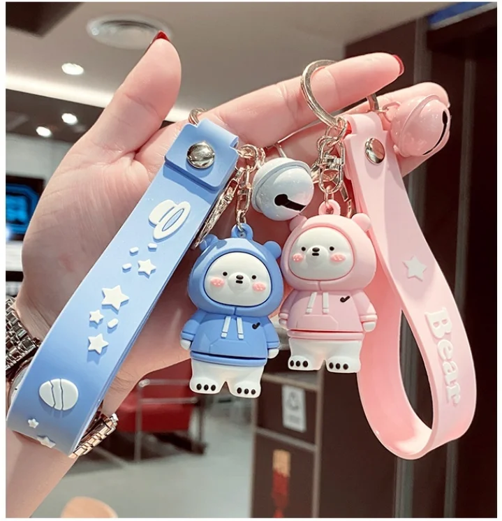 Key Pendant Cute Sweater Panda Leather Bag Car Plastic Soft Rubber Doll Key Ring Keychain Accessories Jewelry Festivals Gift