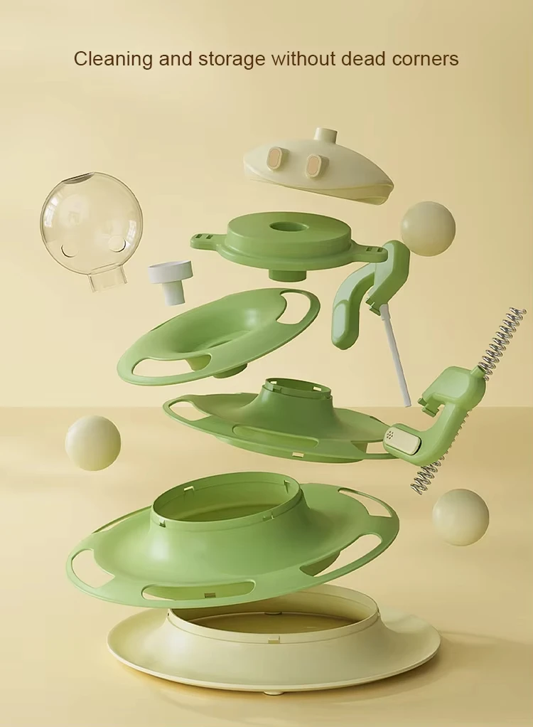 New 4-in-1 Cat Turntable Leaky Food Toy Jiggle Ball with Feather Teasing Stick Four-story Cat Tower Track Cat Toy Pet Products factory