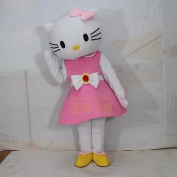 Unisex Pink Kit Cat Mascot Costume Plush EVA Green Animal Anime Style Adults Halloween Christmas Parties Includes Helmet